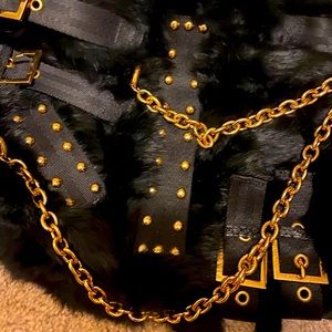 Fur and gold trendy purse